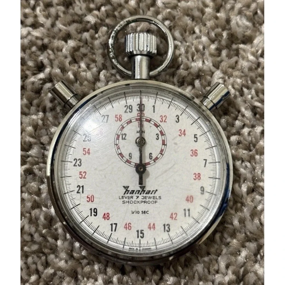 Hanhart Lever 7 Jewel 1/10 Split Second Chronograph Shockproof Stopwatch WORKING